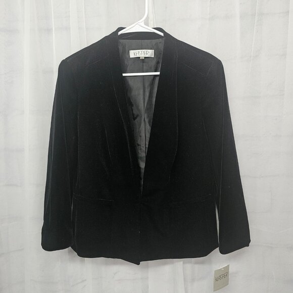 Kasper Blazer Black Velvet Goth Grunge Office 8 NWT - Picture 4 of 9